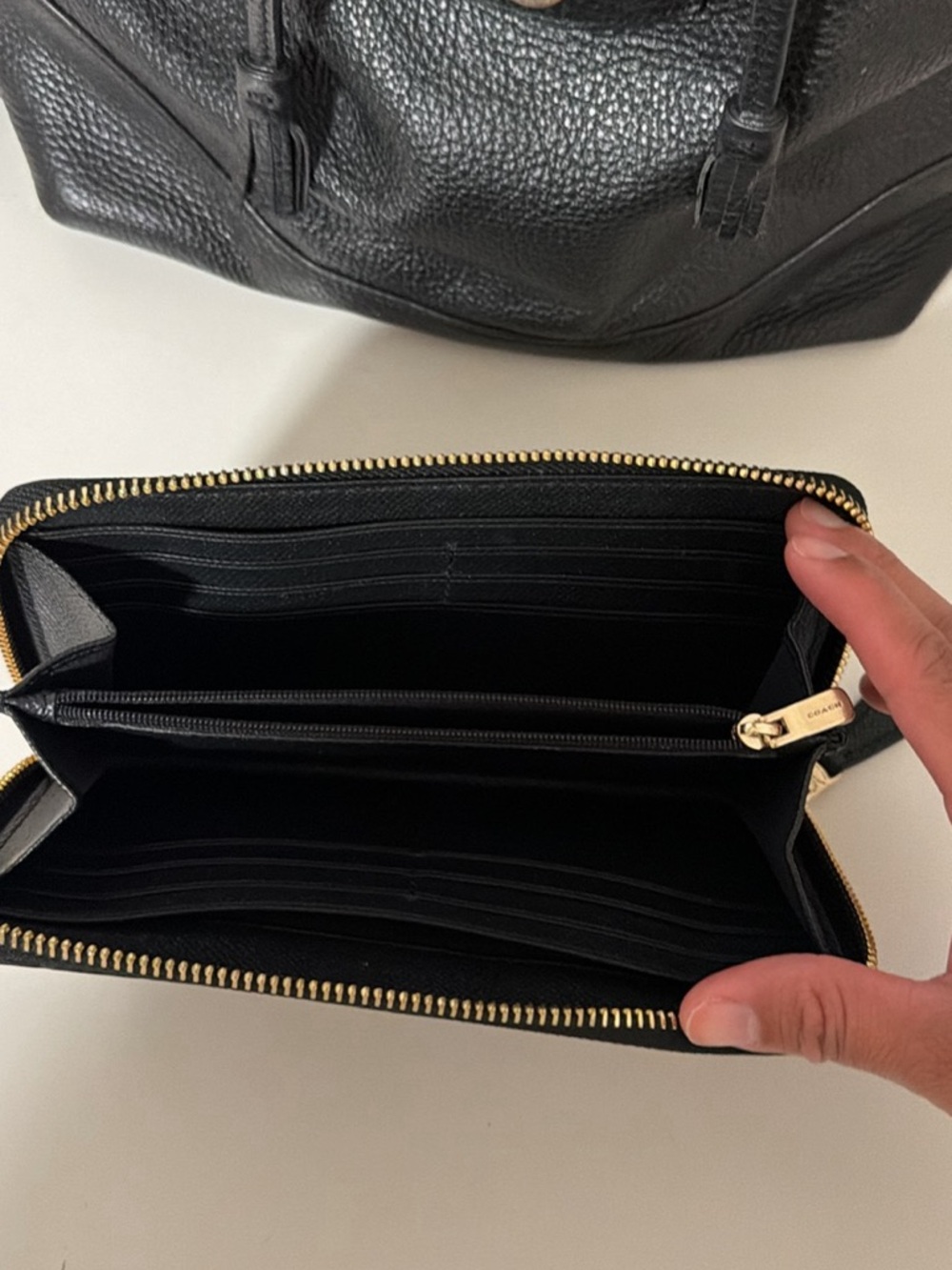 Coach Black Pebbled Leather Backpack with Matching Wallet - Picture 3 of 4